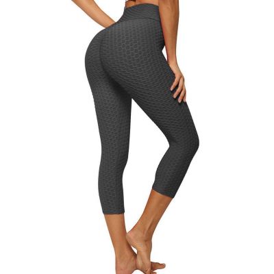 Womens Soft Stretch Honeycomb High Waisted Leggings Workout Yoga Pant Fitness