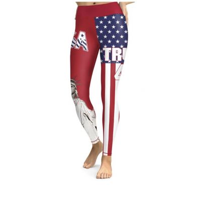 Trump 45 USA Leggings in Red White Blue Plus Size XXL Statue of Liberty Freedom