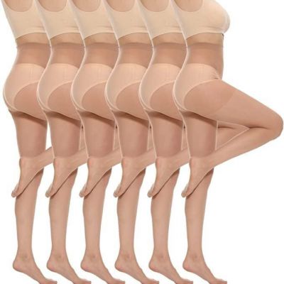 Yilanmy Pantyhose for Women 6 Pairs Nylon Sheer Tights 20-Denier Basic Hosiery