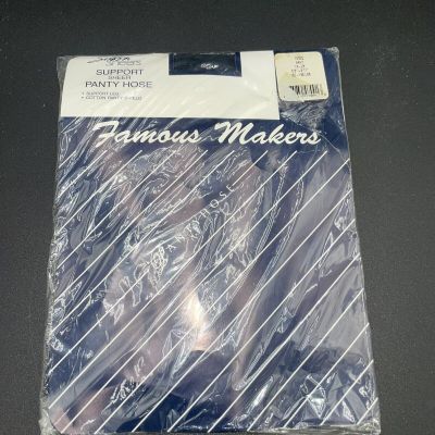 Famous Makers Pantyhose, Navy Size 1x - 2x Silken Sheers Support Hose Queen Plus