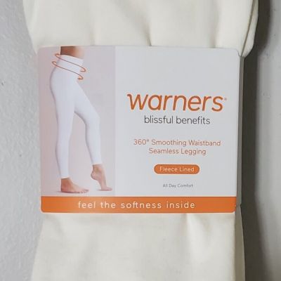 Warner's Blissful Benefits Womens Fleece Lined Leggings Size 2X/3X Cream NEW