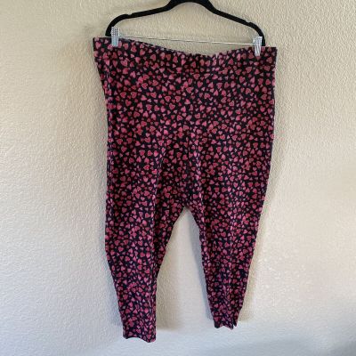 TORRID Leggings Women's Plus Size 4 4X Black Pink Crop Capri Hearts