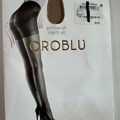 New Women's OROBLU Sable-Natural Shock Up Bottom Up Tights 40 Size Medium $36