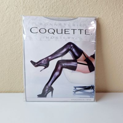 Coquette Wet Look Black Thigh High Stockings Size XL Plus Size Queen