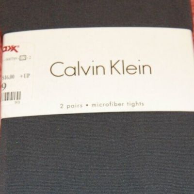 NWT CALVIN KLEIN 2 PAIRS WOMEN'S MICROFIBER Opaque TIGHTS  Size  BC
