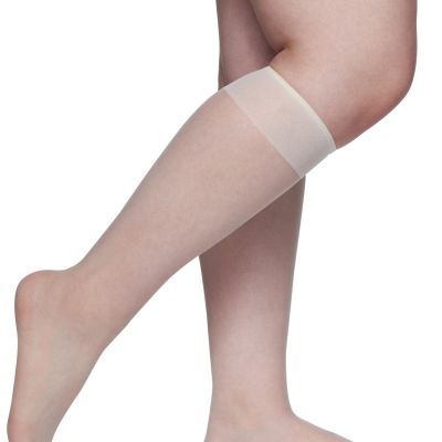 * Berkshire Queen Ultra Sheer * Women's Knee High Stockings ~IVORY~ Fits 10-13