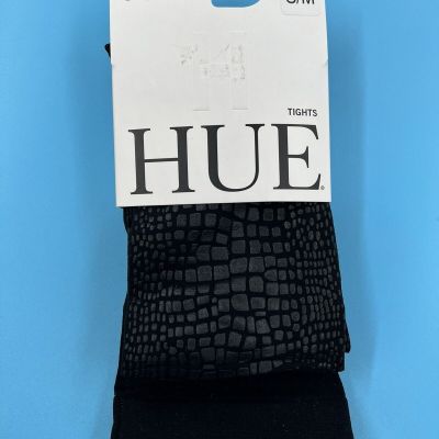 Women’s Hue Texture Tights w/ Control Top Size S/M Luster Croc BLACK