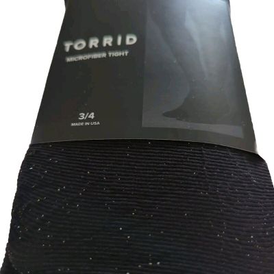 Torrid Black/Silver Opaque Sparkle Shine Tights Size 3/4 In Pkg FREE SHIPPING