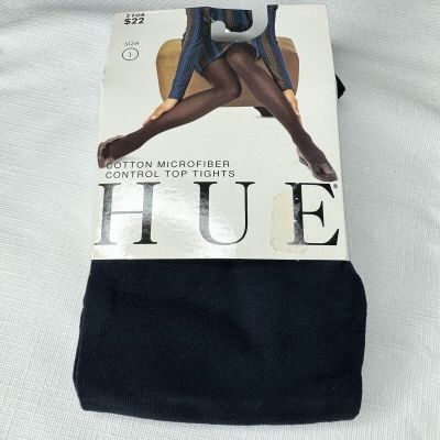 HUE Navy Blue Cotton Microfiber Control Top Tights Womens Size 1 ~ #U6217 New