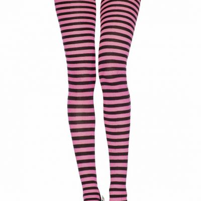 Women's Tights Pantyhose Black and Pink Horizontal Striped Patterned
