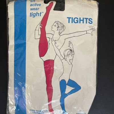 Vintage NOS Black Womens Tights Size Large Made in USA Deadstock