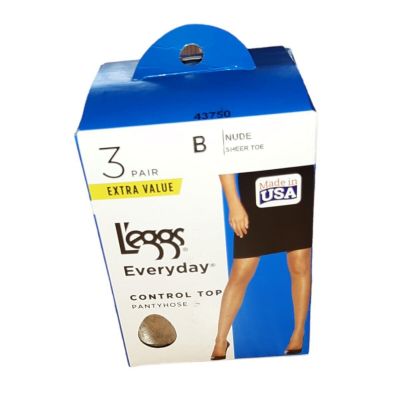 NEW L'eggs 3 Pair Everyday Control Top Sheer Toe Pantyhose Nude SIZE B