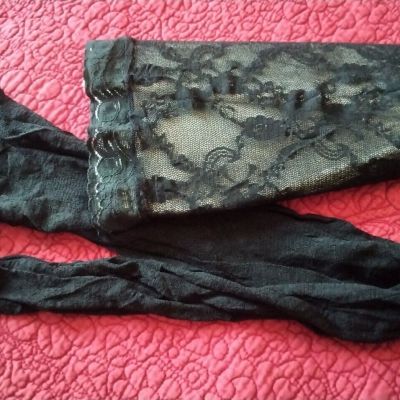 Vintage Textured Floral Lace Over The Knee Stockings - NWOT