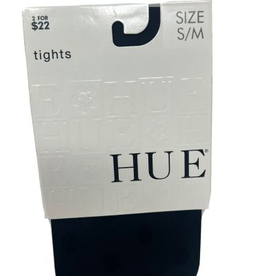 New HUE Tights S/M Opaque With Sheer Dot Control Top Black 13062 Made In USA