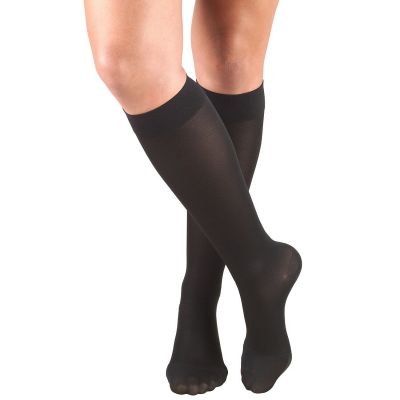 Truform Women's Stockings Knee High Closed Toe: 15-20 mmHg L BLACK (0373BL-L)