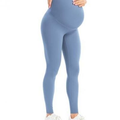 Women's Maternity Leggings Over The Belly Bump Workout Full Medium Azure Blue