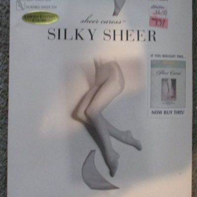 Vintage JCPenney Sheer Caress Silky Leg Control Top Pantyhose Soft Gray Long