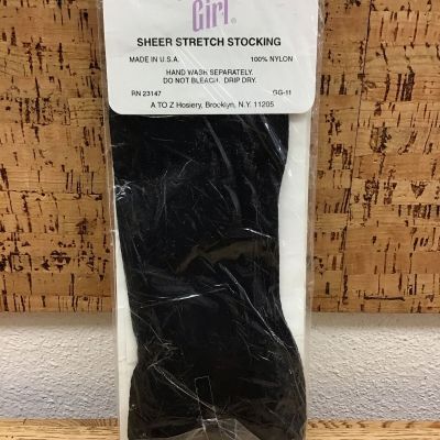 (10) NOS  Golden Girl Sheer Stretch Stockings JET BLACK One Size C-6 # 22