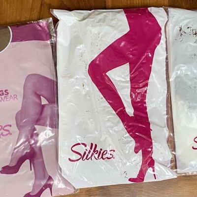 7 Pairs Silkies Pantyhose Size Large, NEW In Packages