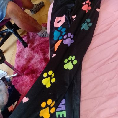 Dogs Make Me Happy Leggings With Hand painted Pawprints