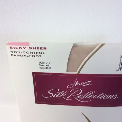 Hanes Silk Reflections Silky Sheer Non-Control Pantyhose Travel Buff #715 Sz AB