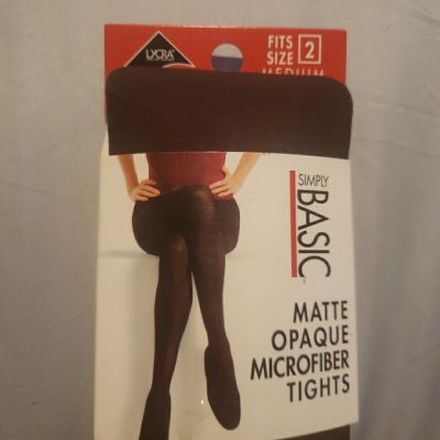 Vintage 2001 Simply Basic Matte Opaque Microfiber Tights SIZE 2 Medium BROWN