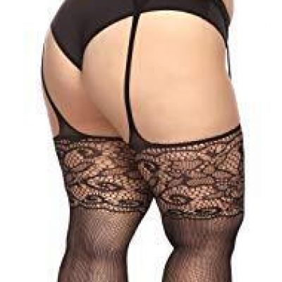 TGD Womens Plus Size Fishnet Stockings Tights Suspender Pantyhose Thigh High ...