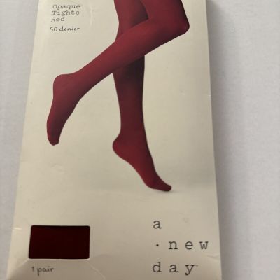Women's 50 Denier Red Opaque Tights  A New Day size M/L H23