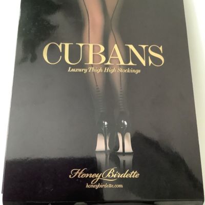 Honey Birdette Cubans Luxury Thigh High Stocking Black Medium