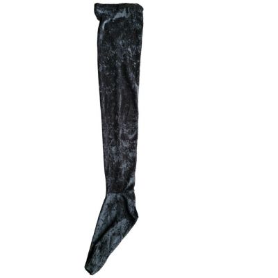 NEW Black Crushed Velvet Thigh High Stockings One Size
