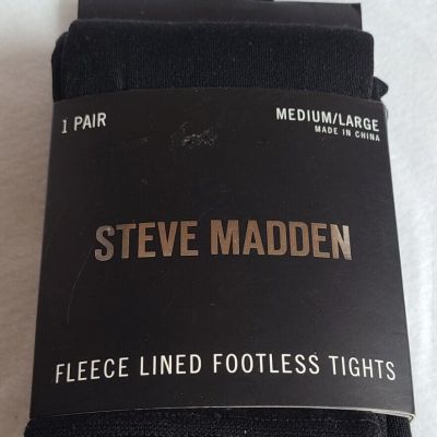 Steve Madden M/L Black Fleece Lined Footless Tights NIP 4'10