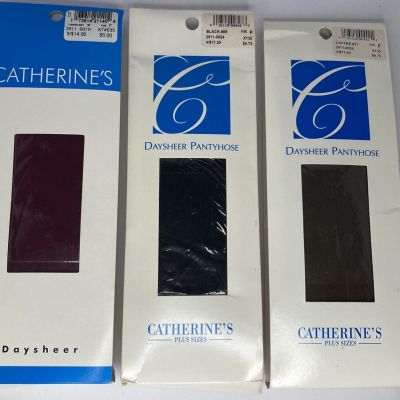 Catherines Day Sheer Pantyhose Plus F Coffee Black Cranberry Up to 5'9