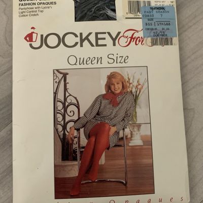 1992 Jockey For Her Fashion Opaques Vintage Pantyhose - Tuxedo Black Queen Size