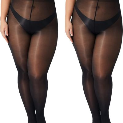 Women'S Shiny Pantyhose plus Size 15D Sheer Tights High Waist Oil Shimmer Tights