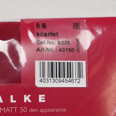 Falke Women's Pure Matt 50 Denier Semi-Opaque Tights JM3 Scarlet Small NWT