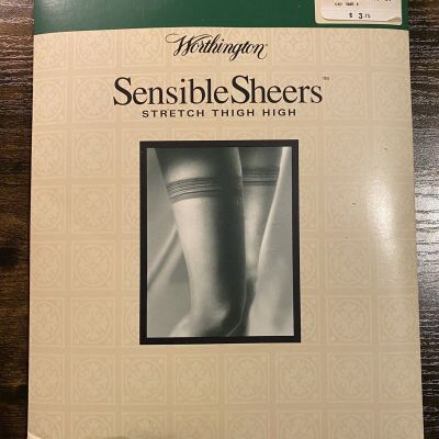 Vintage Worthington SensibleSheers- Stretch Thigh High- Sand-Panty Hose-JCPenney
