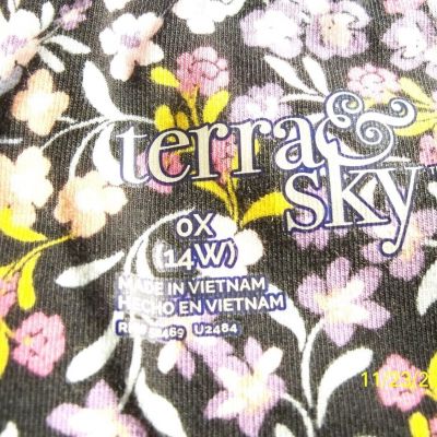 Terra & Sky Floral Leggings Women’s plus size 0X (14W) Stretch NEW