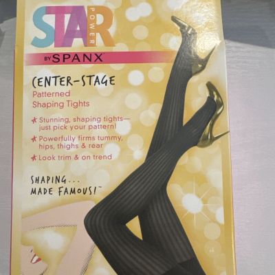 STAR POWER BY SPANX Patterned Shaping Tights Black Size F Ribbed Row Pattern