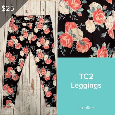 LuLaRoe NEW Leggings TC2 (Tall & Curvy 2) Buttery Soft Sz 18+ Floral Print