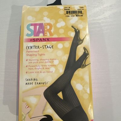 Star Power By Spanx Patterned Shaping Tights Size A Ribbed Row Black High Waist