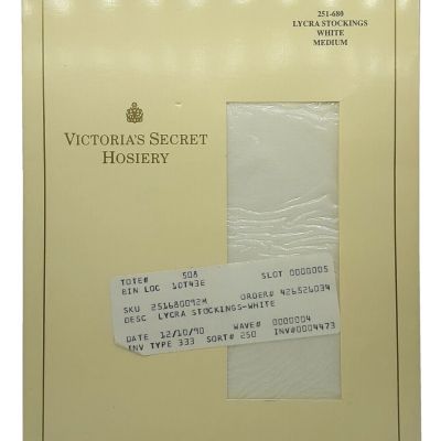NOS Vintage Victoria's Secret Hosiery Lycra Stockings Size M Pantyhose White 90