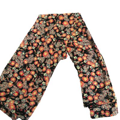 LulaRoe Leggings Women One Size (Small) Black Red Floral Stretchy Workout Athelt
