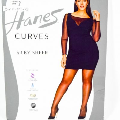 Hanes CURVES Silky Sheer Wicking Run Resistant Pantyhose Size1X/2X NUDE 20Denier