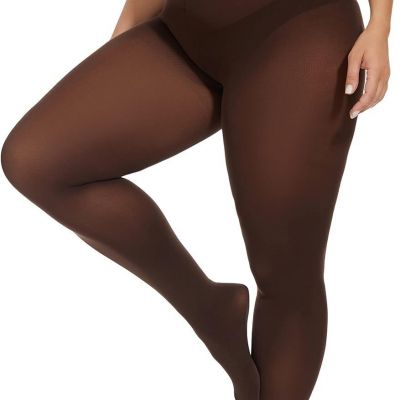 CozyWow Plus Size Tights for Women Run Resistant 80D Soft Solid Color Semi Opaqu