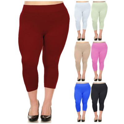 Women's Soft High Waisted Smooth Stretch Active Yoga Capri Leggings (Plus Size)