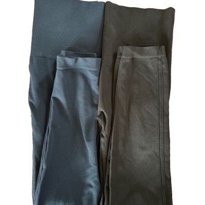 LOT of 2! SPANX Womens Solid Black & Blue Pull On Legging Size XL/TG