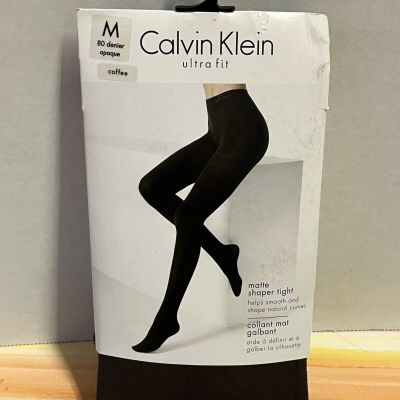 NEW size M Calvin Klein Ultra Fit Matte Shaper Tights Coffee brown opaque