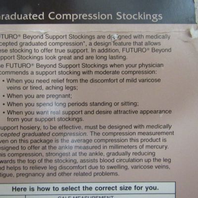 VINTAGE FUTURO BEYOND SUPPORT BEIGE GRADUATED COMPRESSION STOCKINGS S