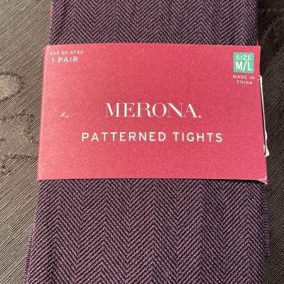 New Merona Patterned Tights Herringbone Purple Bergamot Size M/L
