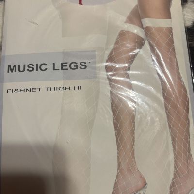 NIP Music Legs Red Fishnet Big Diamond Thigh High Stockings Size 100-175 Lbs.*42